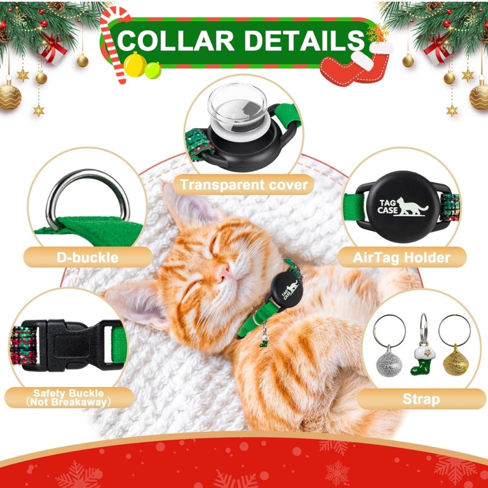 XS | Christmas AirTag Cat Collar - Picture 4 of 6